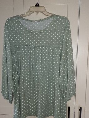Suzanne Betro Sage Green Polka Dot Tunic Top